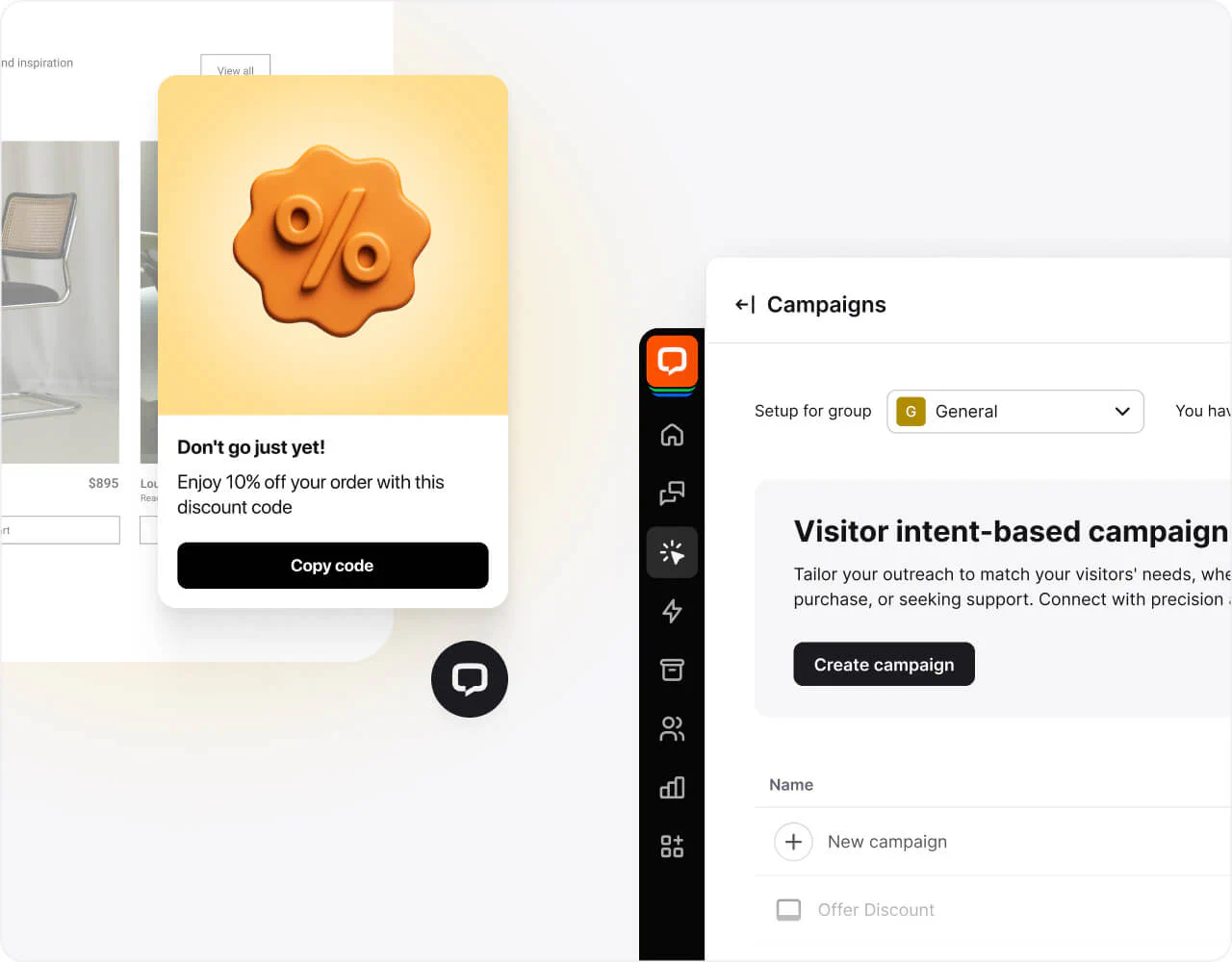 Targeted chat campaigns setup panel for WordPress customer engagement