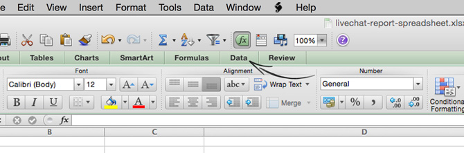 Accessing the data tab in Excel Accessing the data tab in Excel