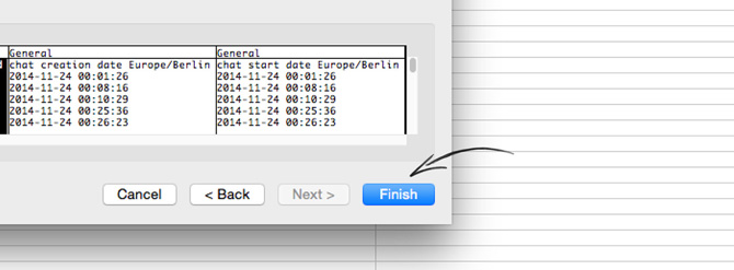 Finishing the report import in Excel Finishing the report import in Excel