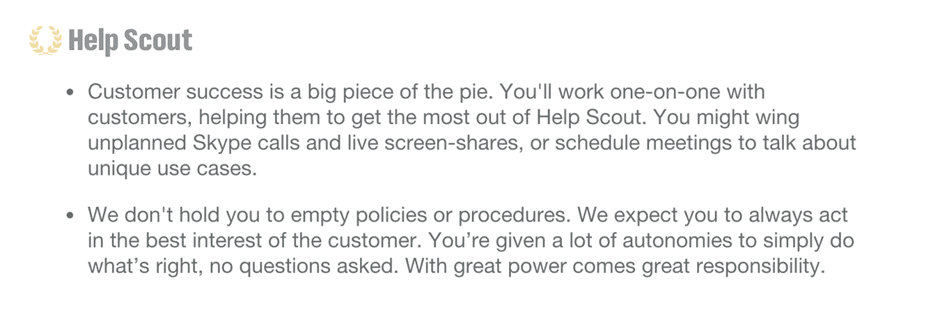 Job description: Help Scout Customer Champion