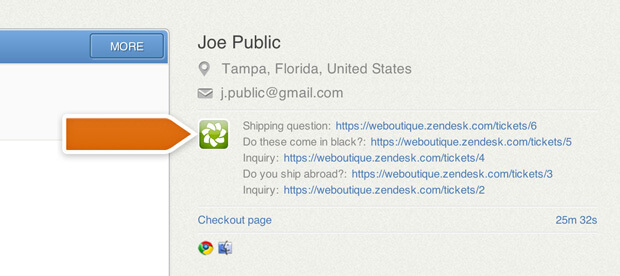Zendesk ticketing history available in LiveChat