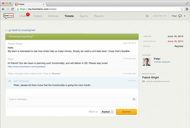 LiveChat ticketing system beta