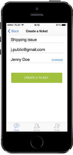 iPad and iPhone tickets in LiveChat apps