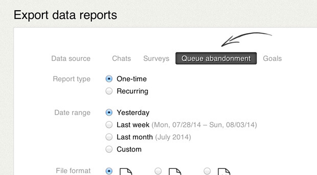 Queue abandonment exportable report in LiveChat