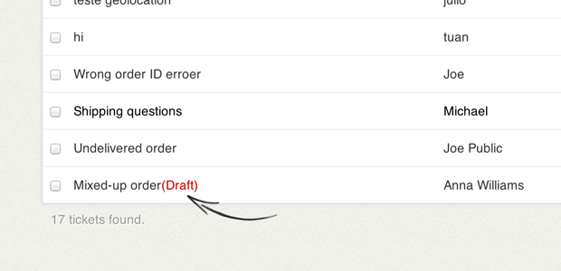 Ticket drafts Ticket drafts