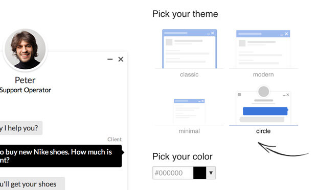Circle and Minimal chat window skins for LiveChat