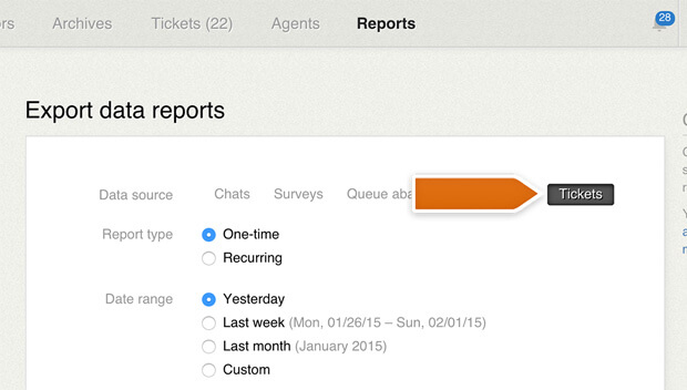 Exportable tickets report Exportable tickets report