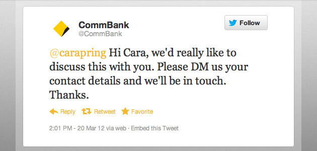 CommBank response on twitter