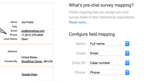 Pre-chat survey fields mapping in Salesforce and SugarCRM