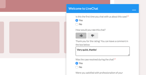 rating chat in the post-chat survey