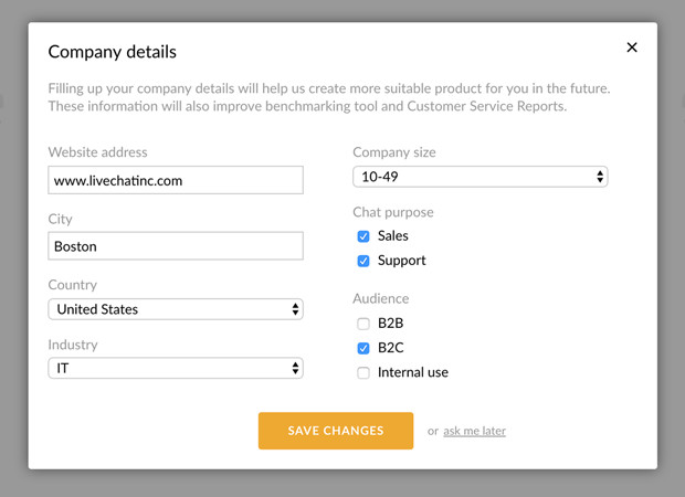 Company details form