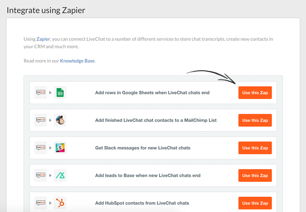Integrate LiveChat with Zapier