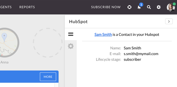 HubSpot - display your customers info straight during a chat