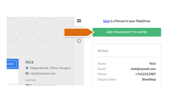 Add your chat transcripts to Notes in Pipedrive!