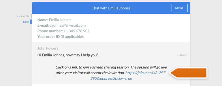 LiveChat Join me: access your customer's screen