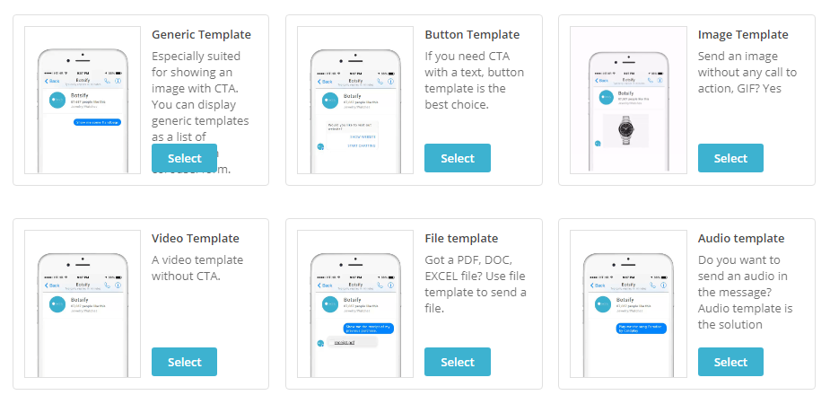 Botsify chatbot templates