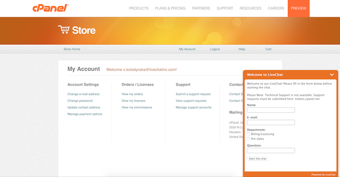 cPanel-pre-chat-survey cPanel pre-chat survey