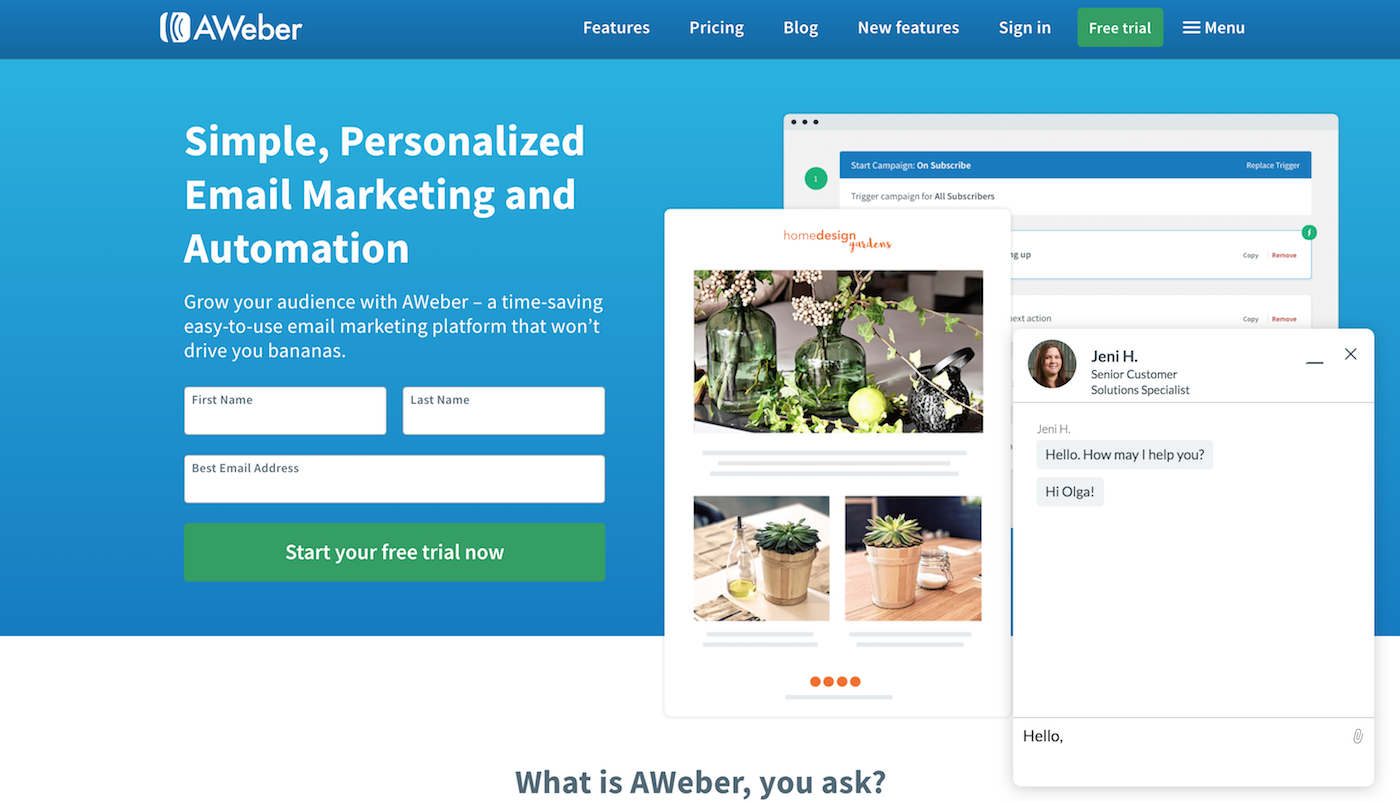 Aweber home page