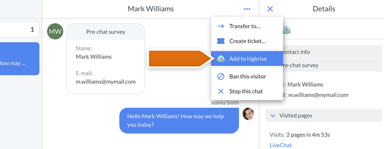 Highrise for LiveChat: add new contact to Highrise Highrise for LiveChat: add new contact to Highrise
