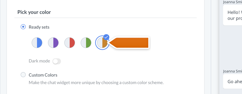 New Chat Configurator: Pick your ready color