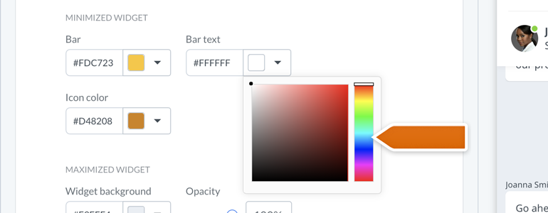 New Chat Configurator: Use a custom color palette