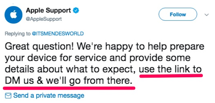 Apple support on twitter