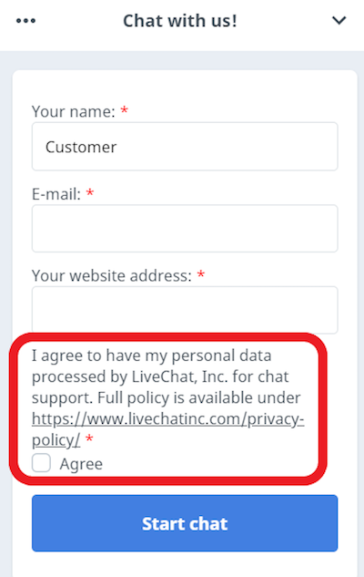 Personal data on chat