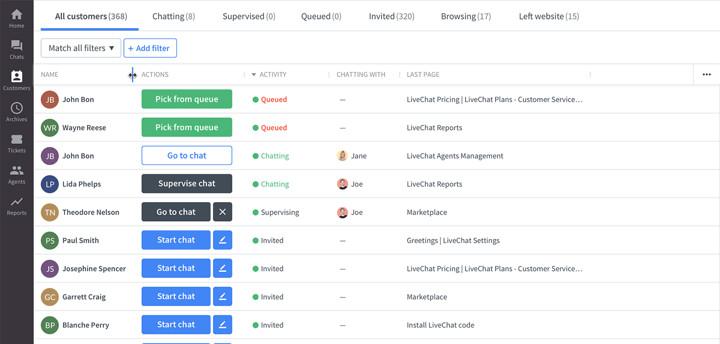 Resize column width LiveChat