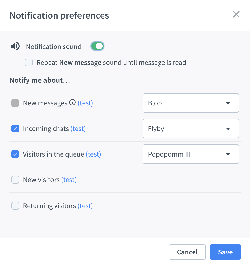 chat notification sound customization